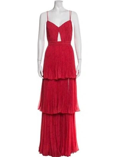 Pre-owned Amur Printed Long Dress In Red