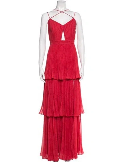 Pre-owned Amur Printed Long Dress In Red