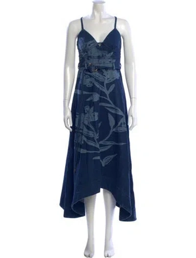 Pre-owned Amur Printed Long Dress W/ Tags In Blue