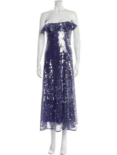 Pre-owned Amur Printed Midi Length Dress In Blue