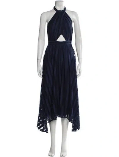 Pre-owned Amur Printed Midi Length Dress In Blue