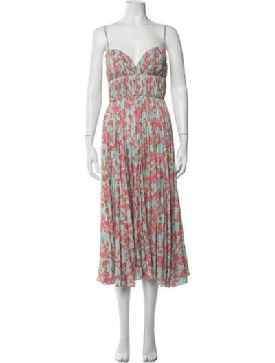 Pre-owned Amur Printed Midi Length Dress In Green