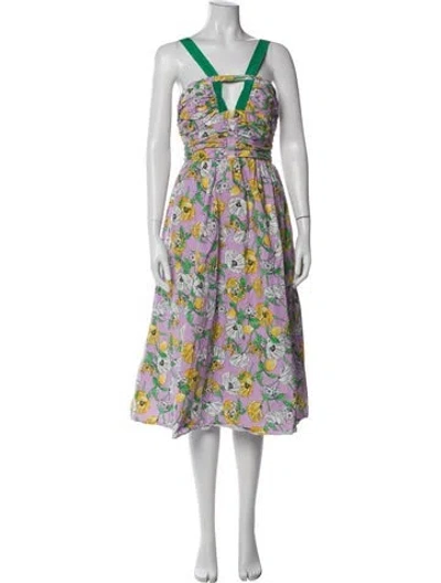 Pre-owned Amur Printed Midi Length Dress In Multi