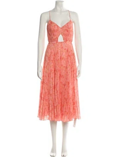 Pre-owned Amur Printed Midi Length Dress In Orange