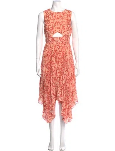 Pre-owned Amur Printed Midi Length Dress In Orange