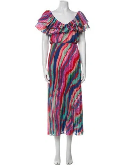Pre-owned Amur Printed Midi Length Dress W/ Tags In Multi