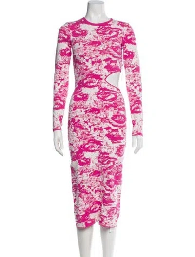 Pre-owned Amur Printed Midi Length Dress W/ Tags In Pink