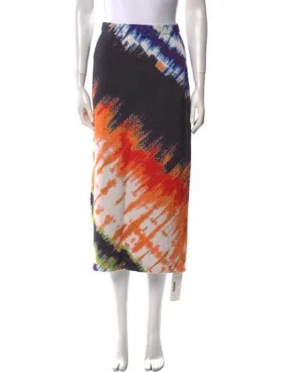 Pre-owned Amur Printed Midi Length Skirt In Orange
