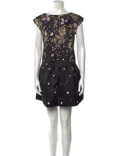 Pre-owned Amur Printed Mini Dress In Black