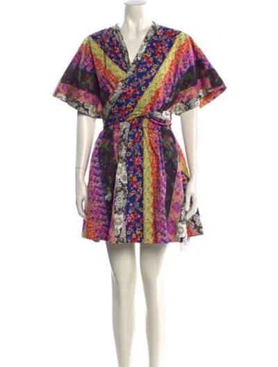 Pre-owned Amur Printed Mini Dress In Black