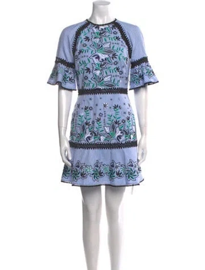 Pre-owned Amur Printed Mini Dress In Blue