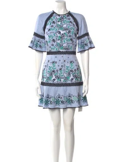 Pre-owned Amur Printed Mini Dress In Blue