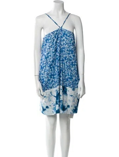 Pre-owned Amur Printed Mini Dress W/ Tags In Blue