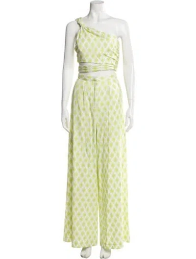 Pre-owned Amur Printed Pant Set In Yellow