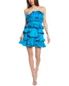 Amur Reed Pleated Shell Mini Dress In Blue