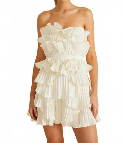 Amur Reed Pleated Shell Mini Dress In Ivory In Multi