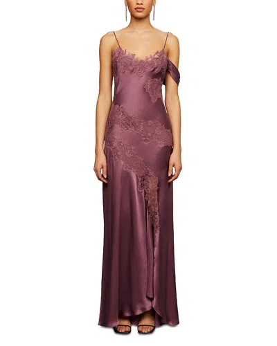 Amur Reese Silk Cascade Gown In Burgundy