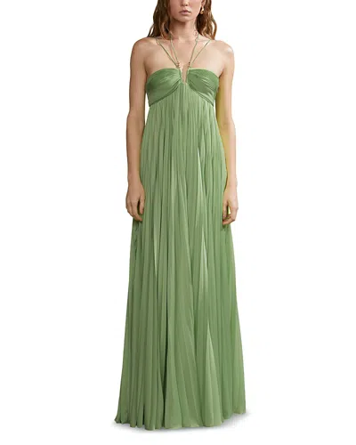 Amur River Pleated Gown In Green