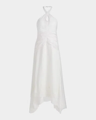 Amur Romee Embroidered Halter Maxi Dress In White