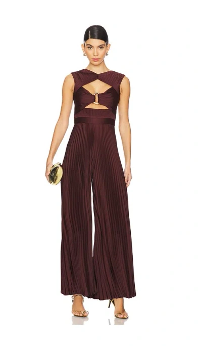 Amur Rosalynn Pleated Jumpsuit In Cognac