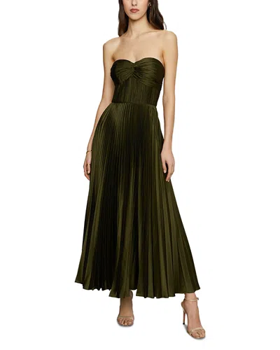 Amur Ruched Bustier Pleated Dress In Green