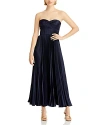 Amur Pleated Strapless Belle Dress In Navy