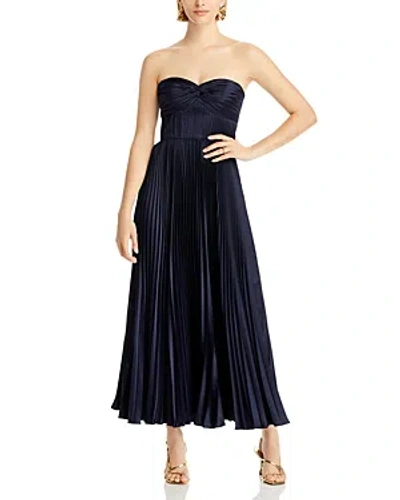 AMUR RUCHED BUSTIER PLEATED DRESS