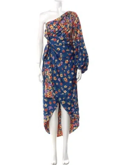 Pre-owned Amur Satin Long Dress In Blue