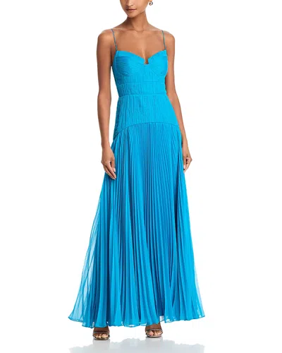 Amur Saylor Pleated Gown In Blue