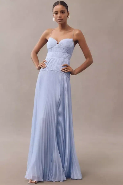 Amur Saylor Sleeveless Pleated A-line Maxi Dress In Purple