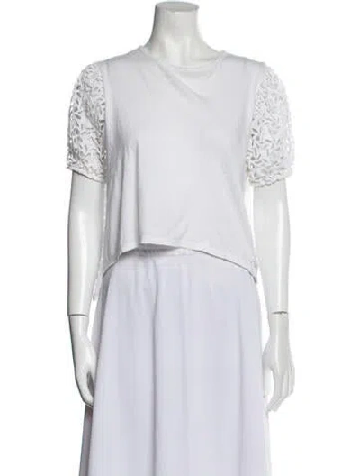 Pre-owned Amur Scoop Neck Short Sleeve Crop Top In White