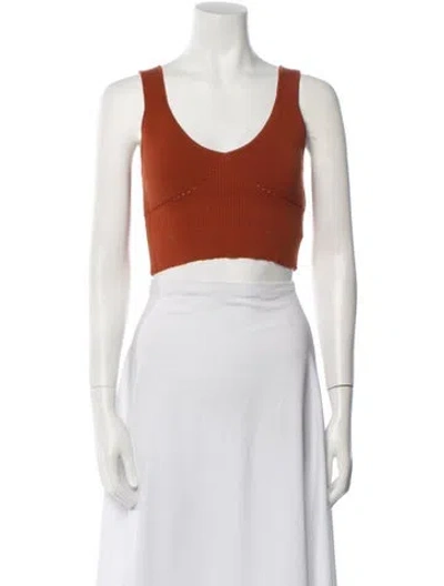 Pre-owned Amur Scoop Neck Sleeveless Crop Top In Brown