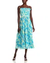 Amur Scottie Floral Strapless Midi Dress In True Blue Pansy
