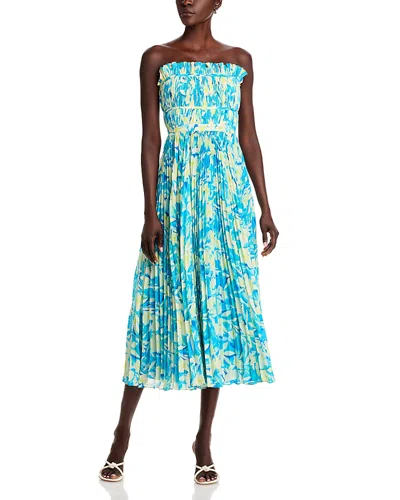 Amur Scottie Floral Strapless Midi Dress In True Blue