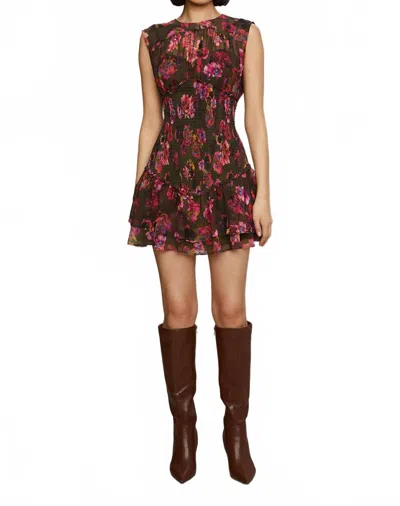 Amur Sierra Smocked Mini Dress In Earthy Garden In Multi