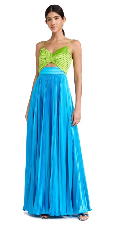 Amur Women's Silas Pleated Colorblocked Midi-dress In Adonis Blue