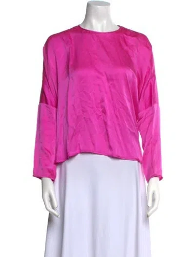Pre-owned Amur Silk Crew Neck Blouse In Pink