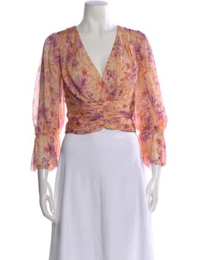 Pre-owned Amur Silk Floral Print Blouse In Pink