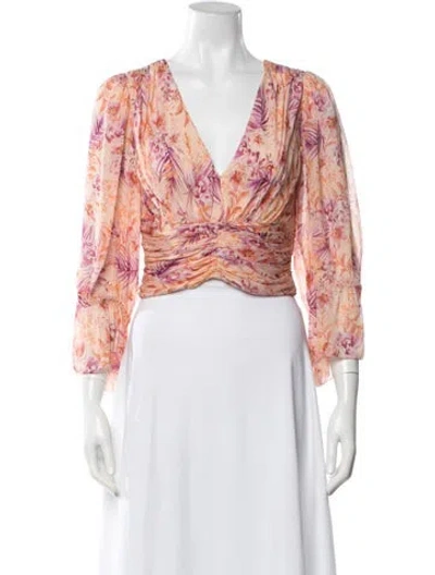 Pre-owned Amur Silk Floral Print Blouse In Pink