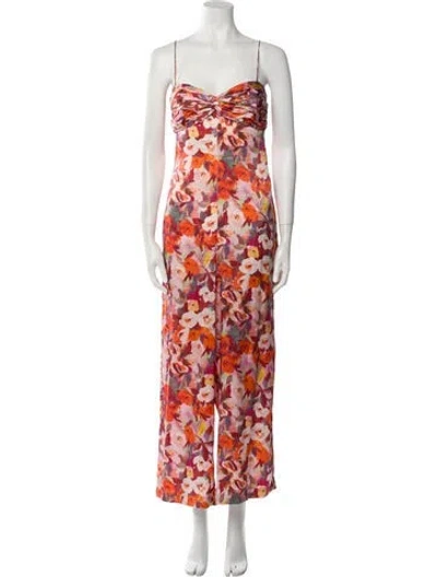 Pre-owned Amur Silk Floral Print Jumpsuit In Multi