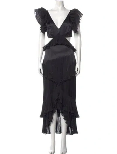 Pre-owned Amur Silk Long Dress In Black