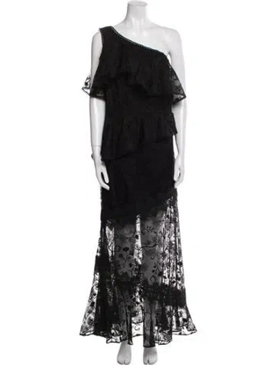 Pre-owned Amur Silk Long Dress In Black