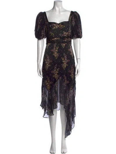 Pre-owned Amur Silk Long Dress In Black