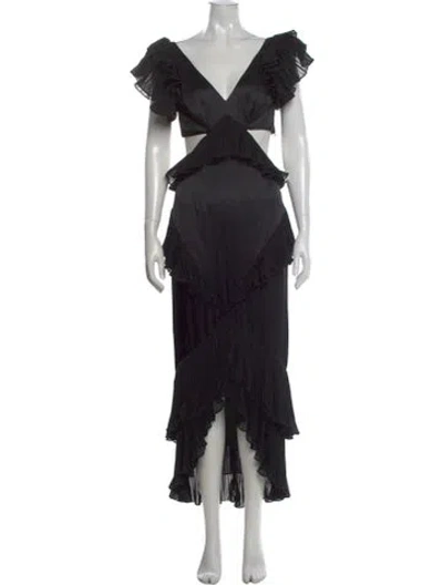 Pre-owned Amur Silk Long Dress In Black