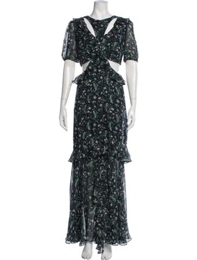 Pre-owned Amur Silk Long Dress In Blue