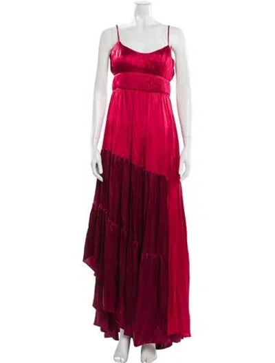 Pre-owned Amur Silk Long Dress In Burgundy