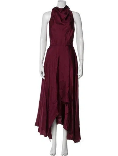 Pre-owned Amur Silk Long Dress In Burgundy