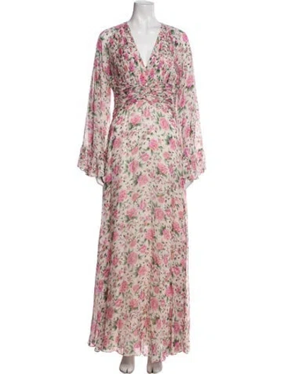 Pre-owned Amur Silk Long Dress In Multi