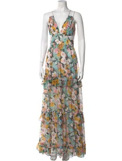 Pre-owned Amur Silk Long Dress In Multi