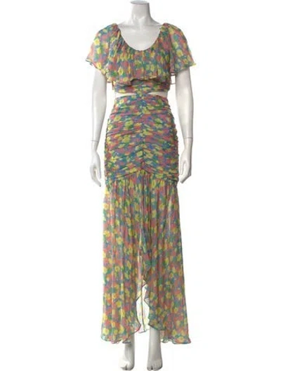 Pre-owned Amur Silk Long Dress In Multi
